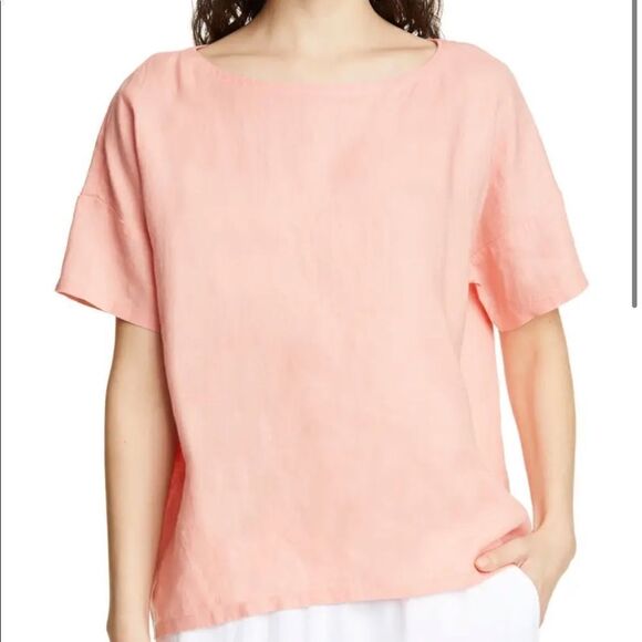 Eileen Fisher Organic Linen Handkerchief Oversized Boxy Top Organic Linen xs - Picture 1 of 6